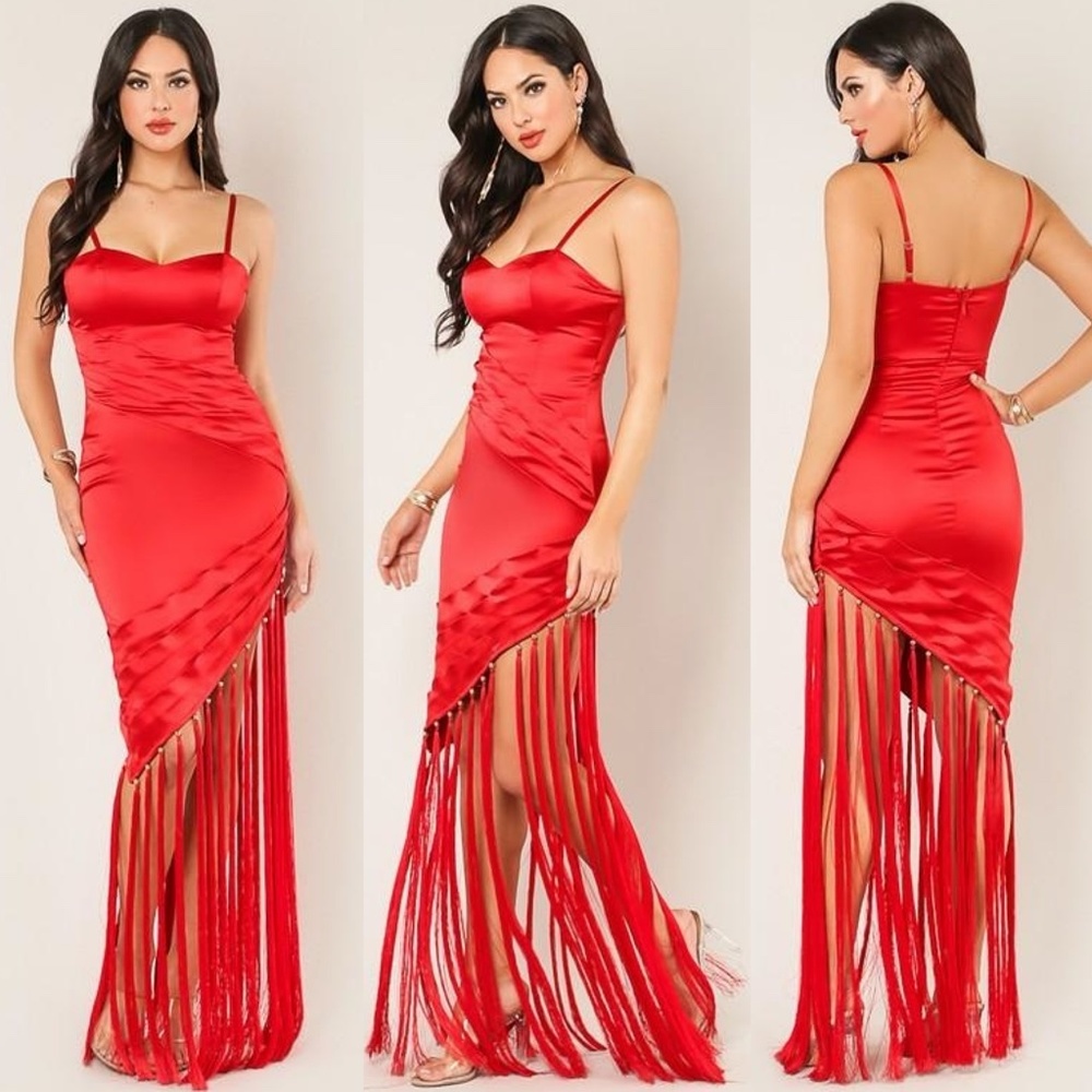 ♥️🧸VALENTINE’S Satin Sweetheart Tassels Special Occasion Dress